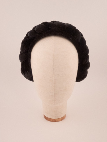 Braided Velvet Headband Noir | MC Davidian Couture Collection