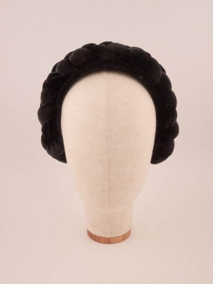 Braided Velvet Headband Noir | MC Davidian Couture Collection