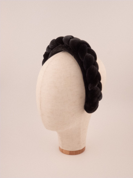 Braided Velvet Headband Noir | MC Davidian Couture Collection