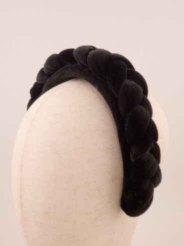 Braided Velvet Headband Noir | MC Davidian Couture Collection