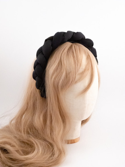 Braided Velvet Headband Noir | MC Davidian Couture Collection