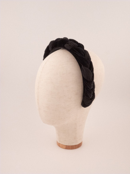 Braided Velvet Headband Noir | MC Davidian Couture Collection