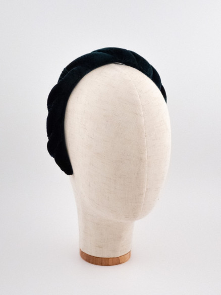 Braided Velvet Headband Noir | MC Davidian Couture Collection