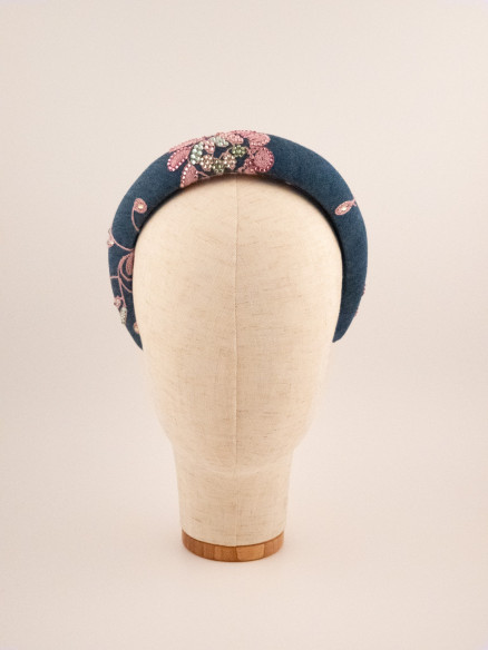 Denim Flower Headband | MC Davidian Couture Collection