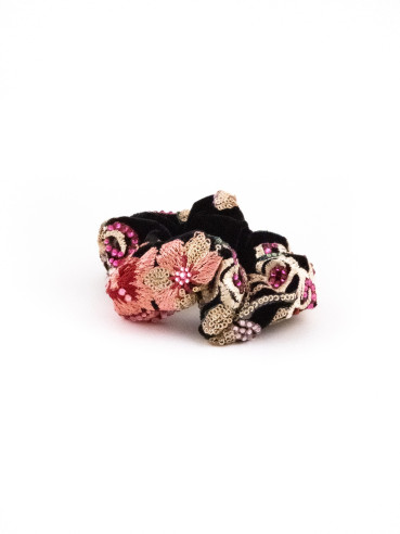 Black Velvet Roses Scrunchie | MC Davidian Couture Collection