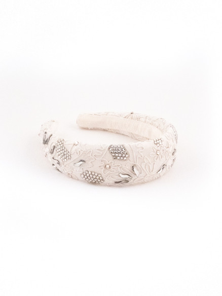 Embroidered Ivory Lace Headband | MC Davidian Couture Collection