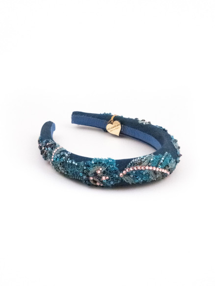 Midnight Blue Waves Headband | MC Davidian Couture Collection