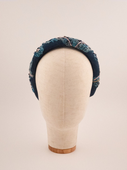 Midnight Blue Waves Headband | MC Davidian Couture Collection