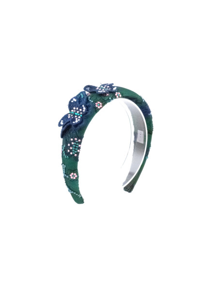 Green Floral Bow Headband | MC Davidian Couture Collection