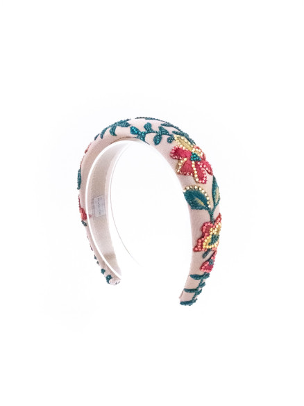 Pink Tropical Garden Headband | MC Davidian Couture Collection