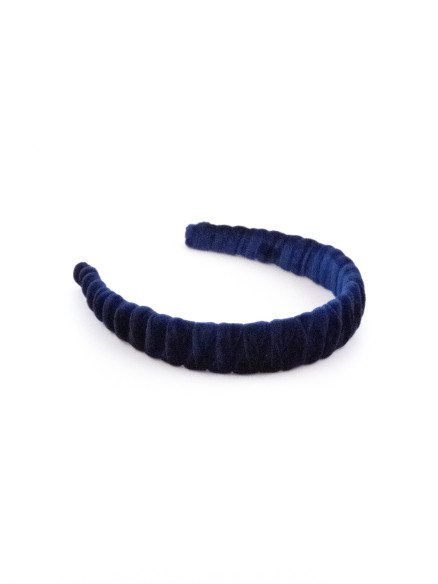 Midnight Blue Pleated Headband | MC Davidian Couture Collection
